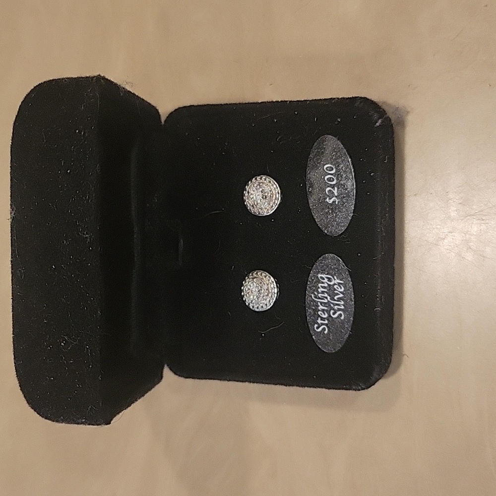 Sterling silver diamond chip earrings from Macy's new in box $200